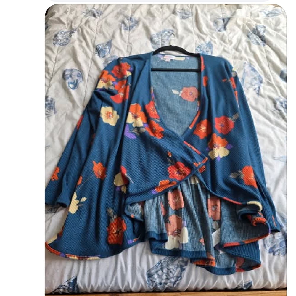 LuLaRoe Blue Floral Women's Cardigan